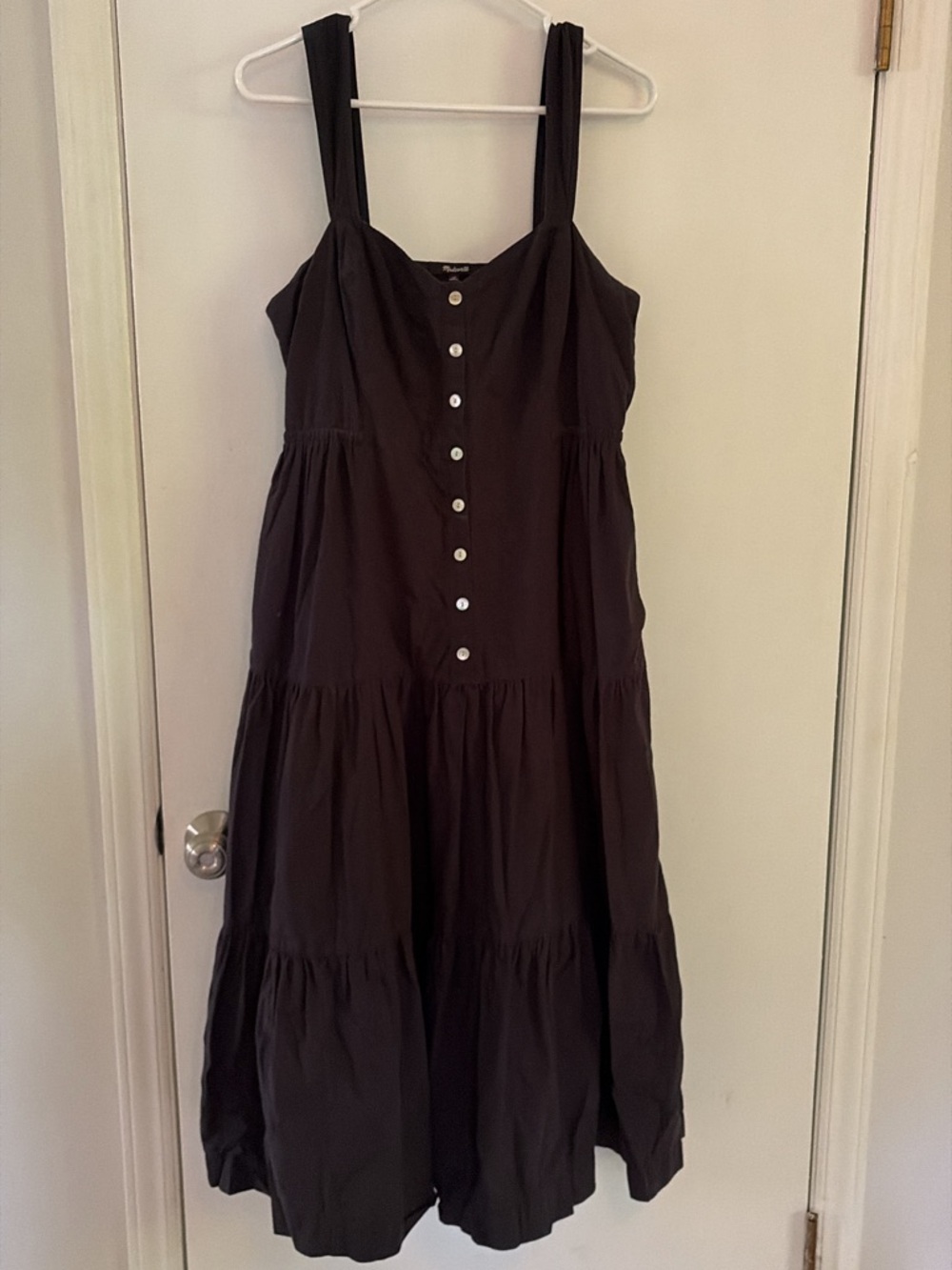 Madewell Black Tiered Button-Front Maxi Dress